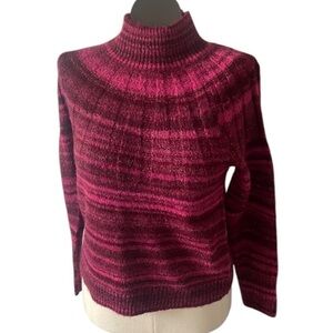 Knox Rose sweater Magenta Pink stripe longsleeve crew holiday top new size small